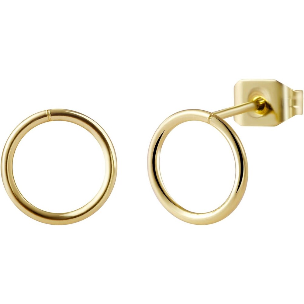 CHESKY 14K Gold Plated Simple Open Circle Stud Earrings 7mm